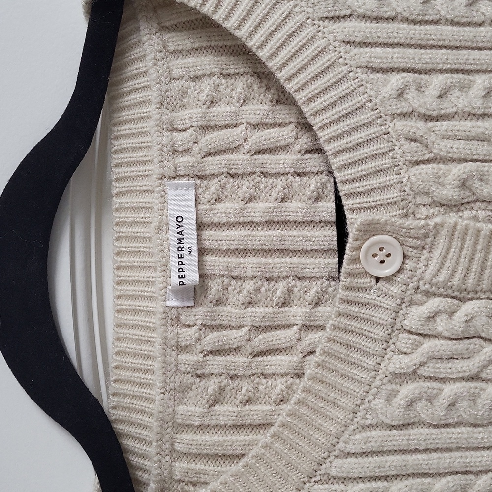 💛 NWOT Peppermayo Cream Ribbed 100% cotton‎ Cardigan. Size M/L - Picture 6 of 11